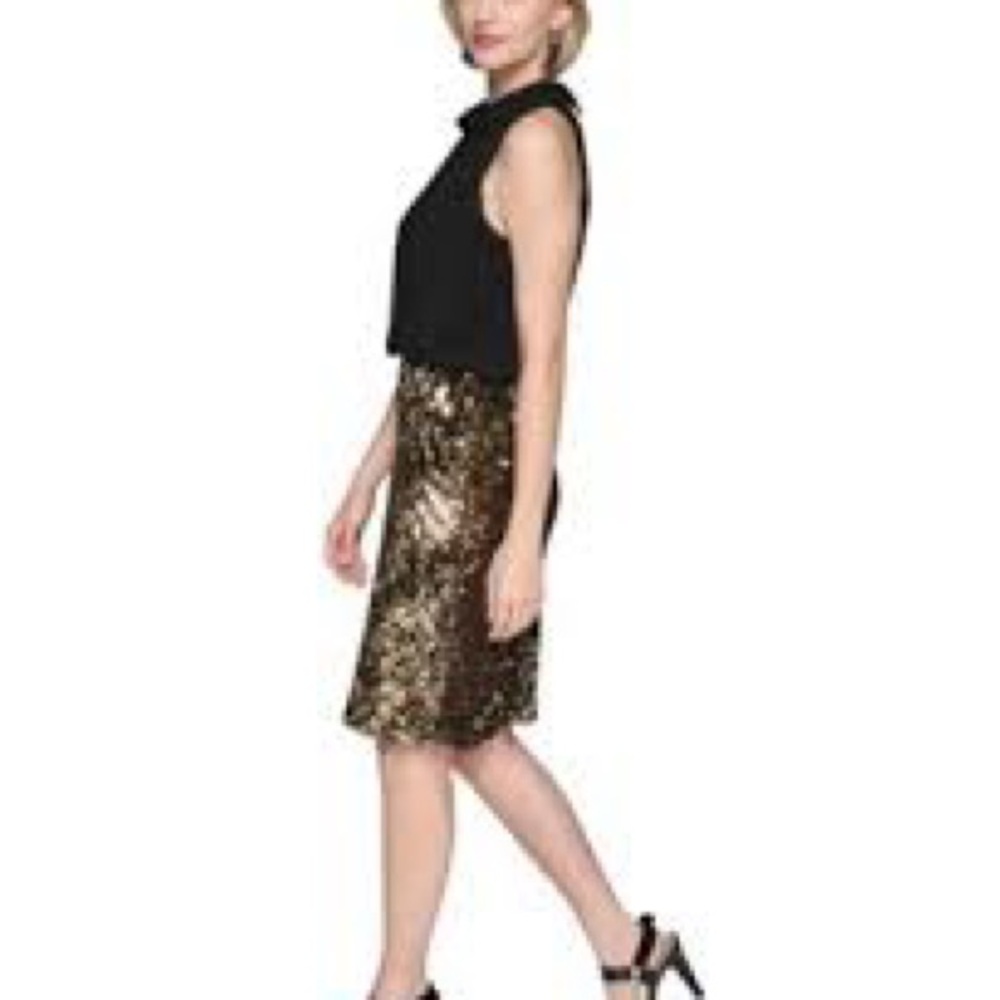 KARL LAGERFELD PARIS Mixed-Media Sheath Dress Size 10